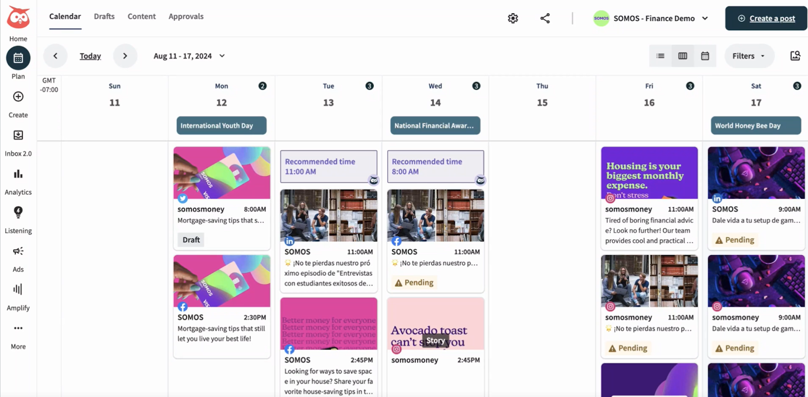 Hootsuite social media management tool's interface